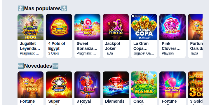 Tragamonedas más populares en Jugabet Chile con sus proveedores